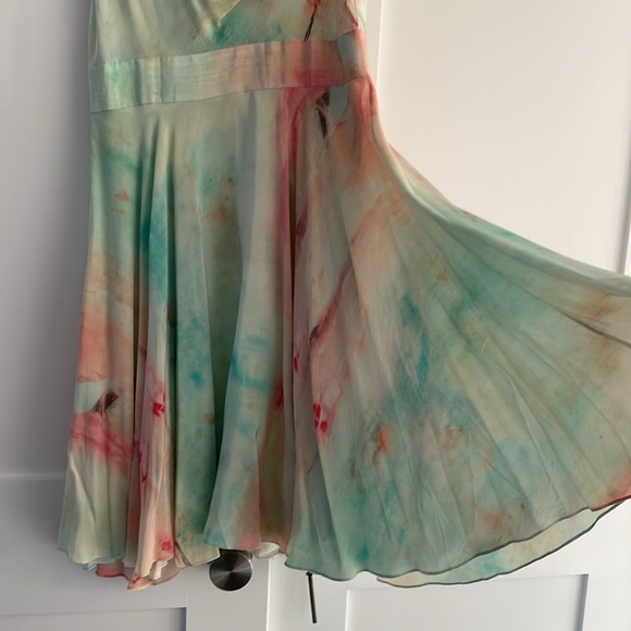 Christian Siriano Watercolor Silk Watercolor Cowl Neck Dress - Picture 3 of 6